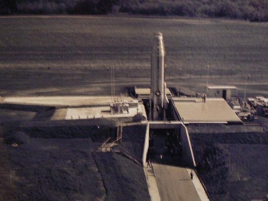 Archival photo of the Atlas E missile site above ground during its Air Force service years