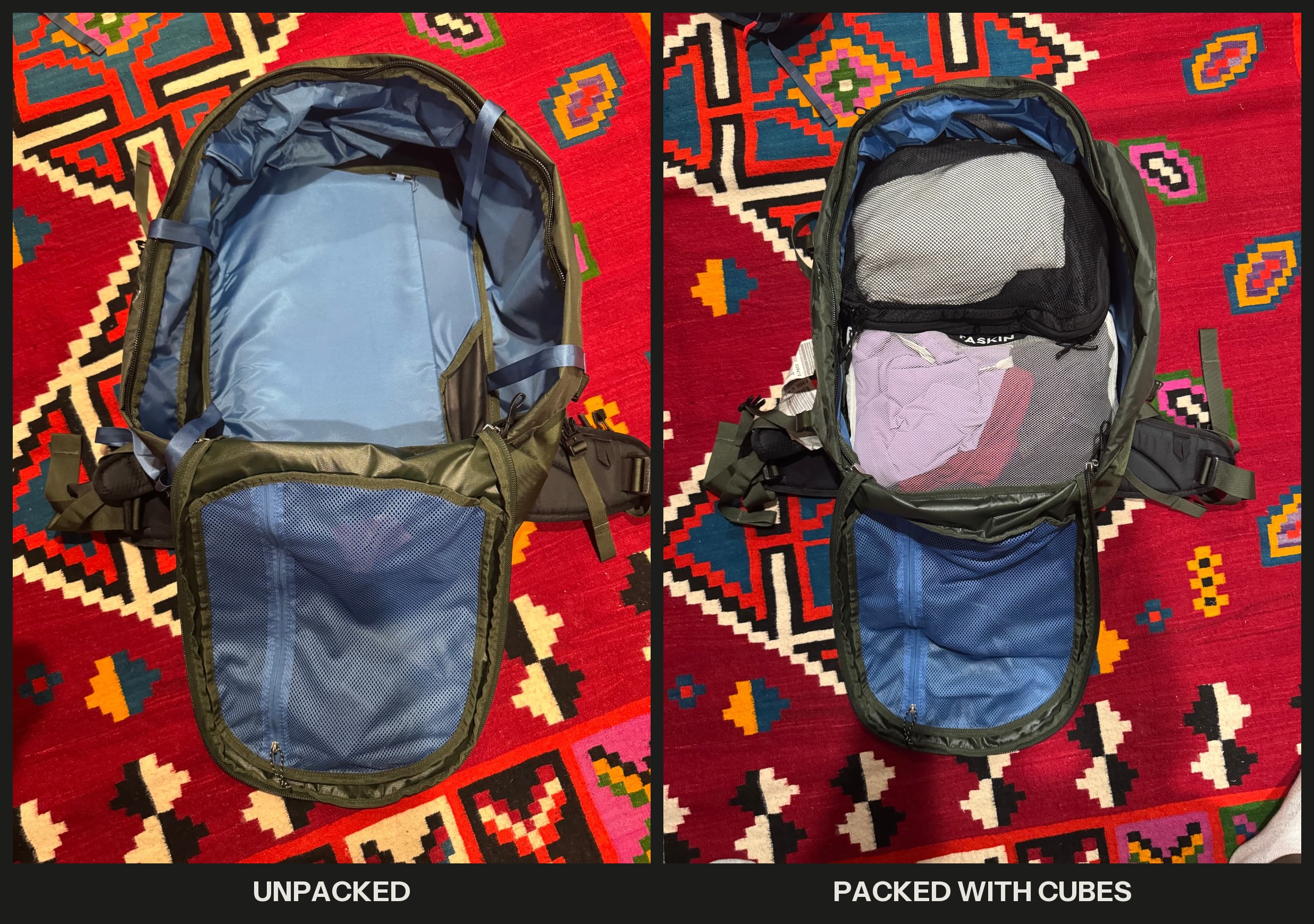 Main Compartment: Empty vs. Packed