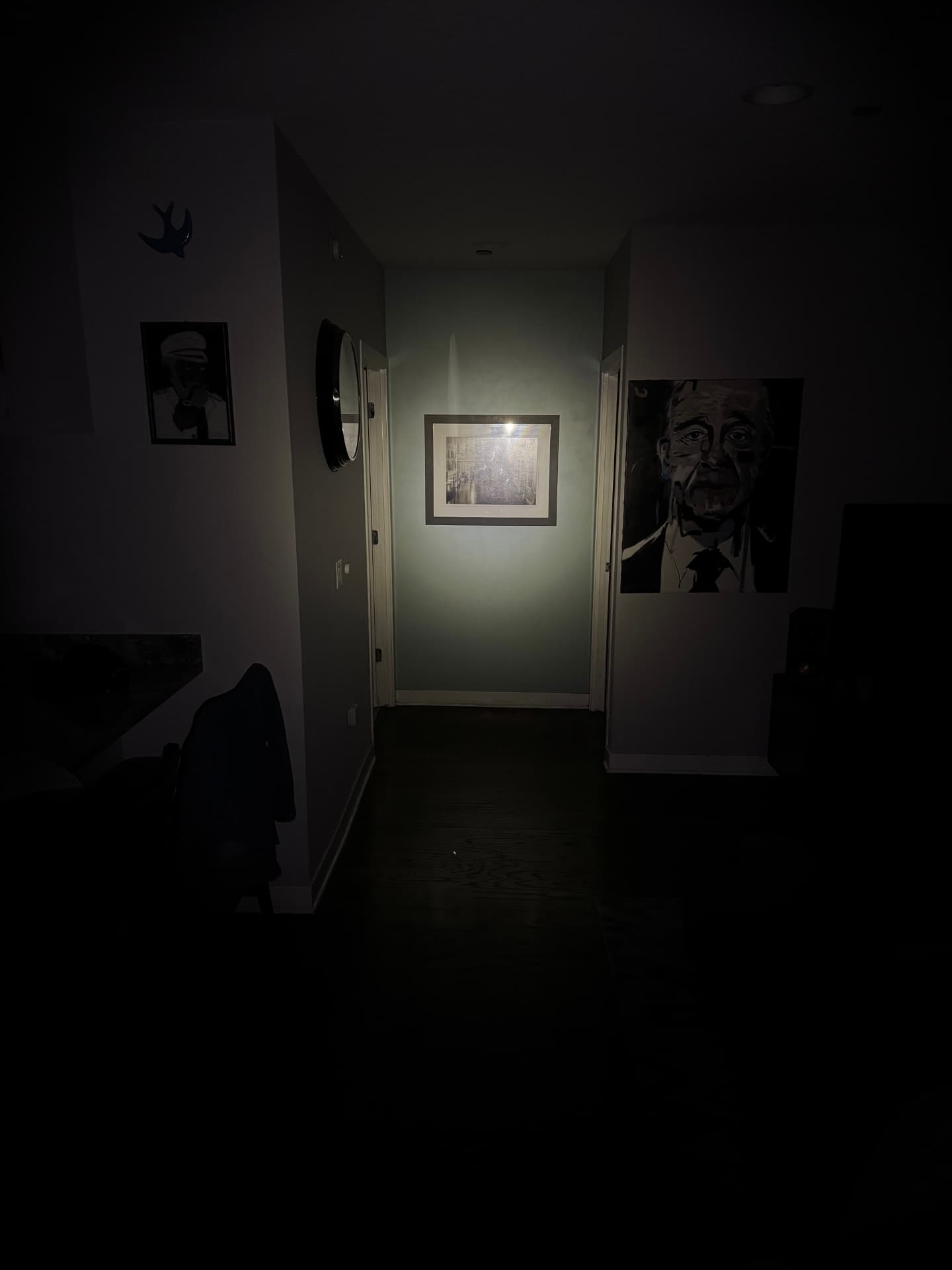The hallway lit by the ProTac 1L-1AA on low