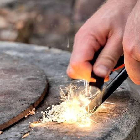 A ferro rod doing what a ferro rod does
